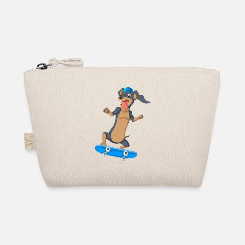 Dachshund Skateboarding Tee Organic Pouch