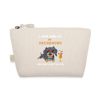 Je travaille dur T-shirt teckel - Trousse biologique - nature - Devant