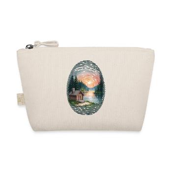 Outdoor Camping T-Shirt Lake Hut Nature Motif - Organic Pouch - nature - Front