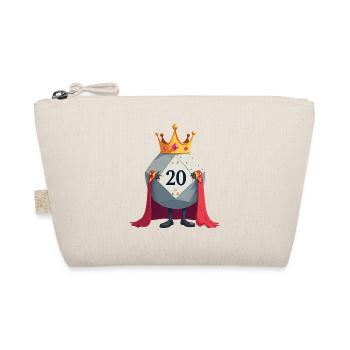 D20 King with Crown & Cloak – Fantasy Dice - Organic Pouch - nature - Front