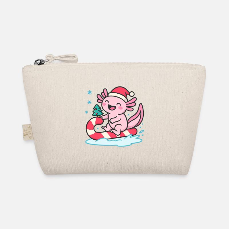 Axolotl mit Zuckerstange Weihnachten Bio-Täschchen