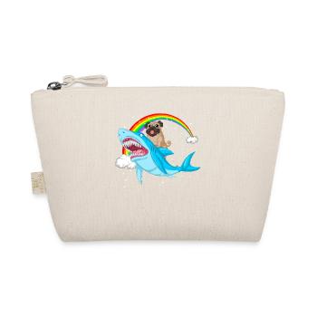 pug riding shark rainbow  - Organic Pouch - nature - Front