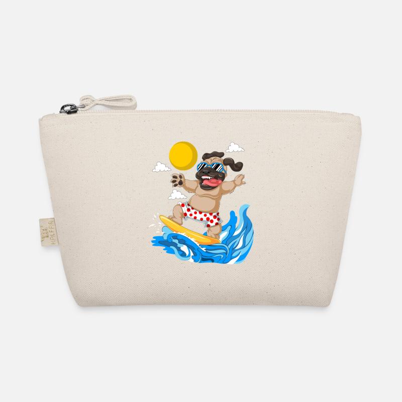 Pug Surfing Tee de plage d’été Trousse biologique