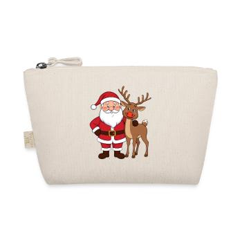 Festlicher Weihnachtsmann mit Rentier - Bio-Täschchen - Natur - Vorne