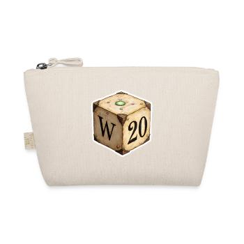 Antique D6 Dice with D20 – Fantasy Cartoon - Organic Pouch - nature - Front