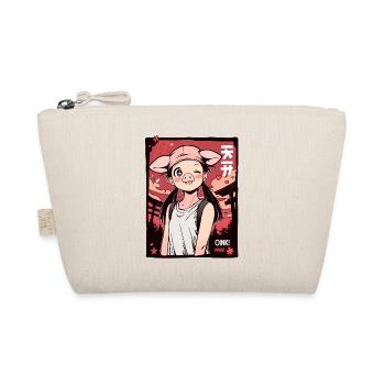Fille de dessin animé avec des cochons masque voyageant - Trousse biologique - nature - Devant