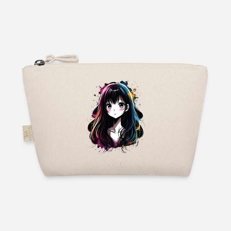 Anime Mädchen mit buntem Farbverlauf Bio-Täschchen