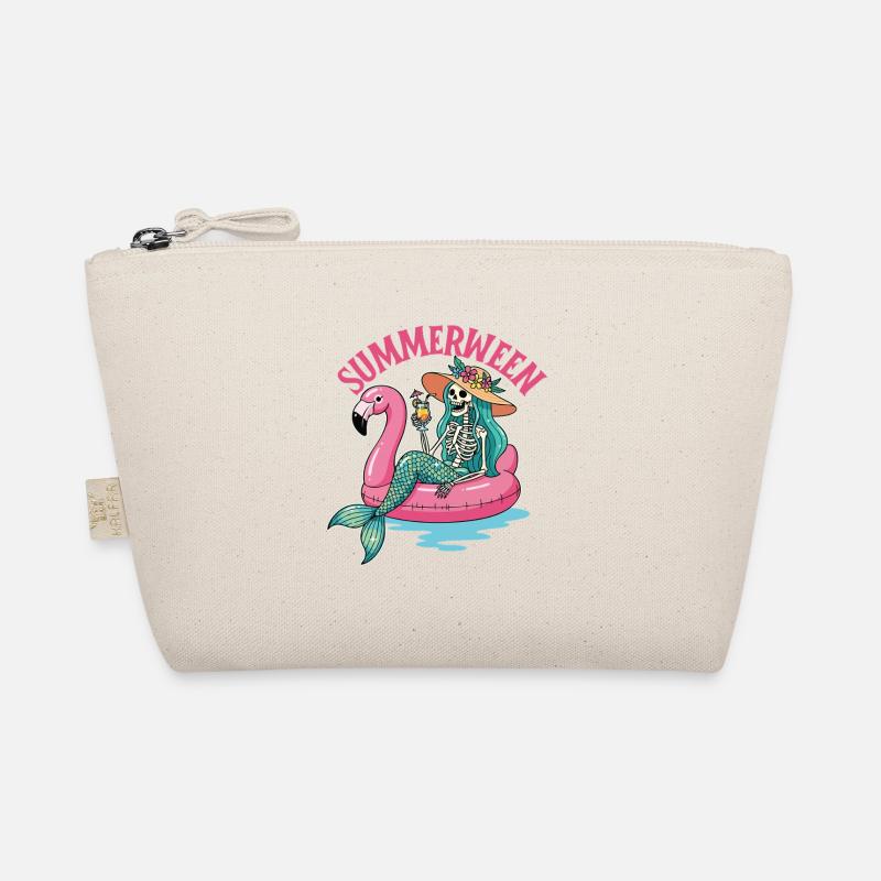 Summerween Mermaid Skeleton Spooky Costume Organic Pouch