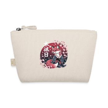 Kitsune en kimono avec fleurs de cerisier Hanami - Trousse biologique - nature - Devant