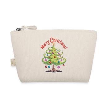 Merry Christmas Shirt with Christmas Tree - Organic Pouch - nature - Front