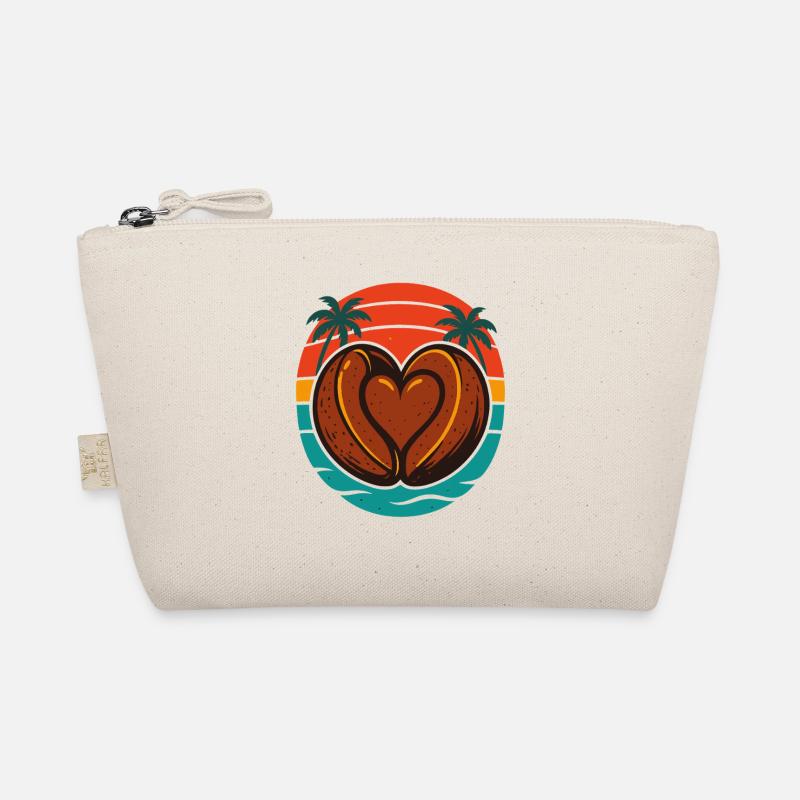 Café Amour Coeur Rétro Coucher de soleil Design Trousse biologique