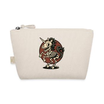 Skeleton Unicorn Retro Cartoon - Organic Pouch - nature - Front