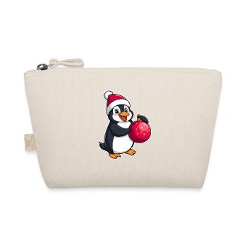 Pingouin avec chapeau de Père Noël et boule de Noël - Trousse biologique - nature - Devant