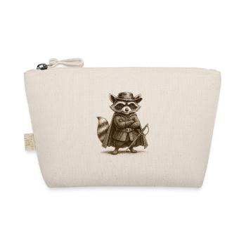 Edler Waschbär mit Degen – Vintage Gravur - Bio-Täschchen - Natur - Vorne