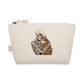 Skeleton Hugging Cat — Spooky Cat Skeleton Cuddle - Organic Pouch - nature - Front