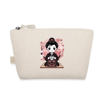 Coffee and cherry blossom harmony in kimono - Organic Pouch - nature - Front