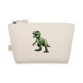 Green Retro Dino T Rex - Organic Pouch - nature - Front