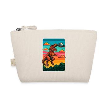 T rex Dino UFO Sunset - Organic Pouch - nature - Front