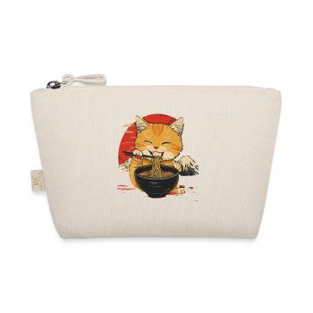 Cute cat with ramen in front of Japanese backdrop - Organic Pouch - nature - Front
