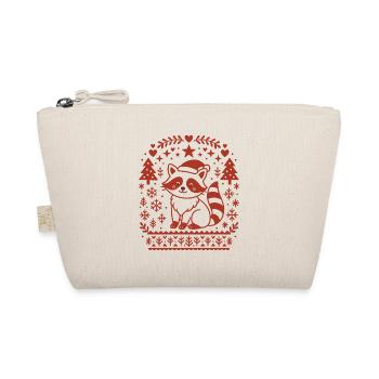 Christmas Raccoon Pattern Design - Organic Pouch - nature - Front