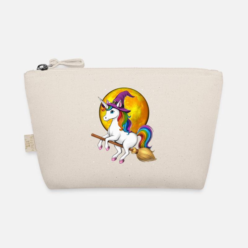 Unicorn Witch Riding Broom Organic Pouch