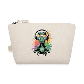 Dino Velociraptor DJ Neon Splash Festival Party - Organic Pouch - nature - Front