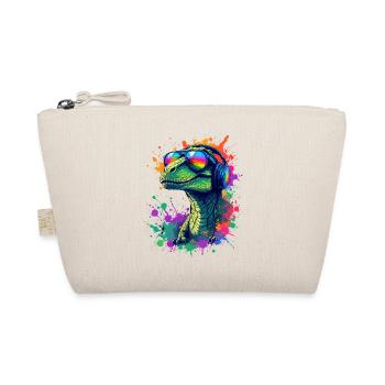 Dino Beats Sunglasses Neon Velociraptor Festival - Organic Pouch - nature - Front