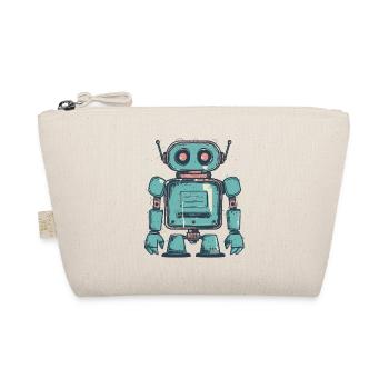 Retro Teal Robot Drawing - Organic Pouch - nature - Front