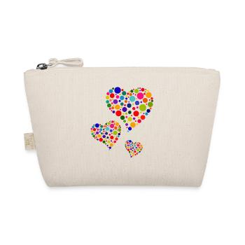 Colorful Dotted Hearts - Organic Pouch - nature - Front