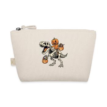 Scarecrow Riding Skeleton T-Rex Halloween Dinos - Organic Pouch - nature - Front