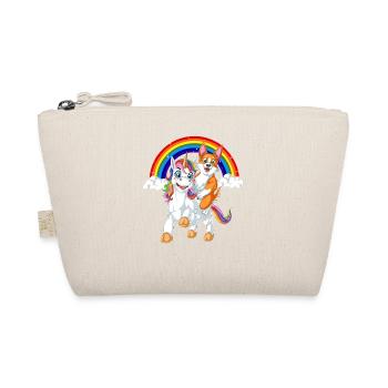 Corgi Riding Unicorn Rainbow Kids Shirt - Organic Pouch - nature - Front