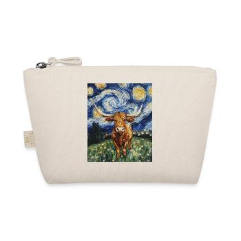 Longhorn Kuh Kühe Stier Van Gogh Starry Night - Bio-Täschchen - Natur - Vorne