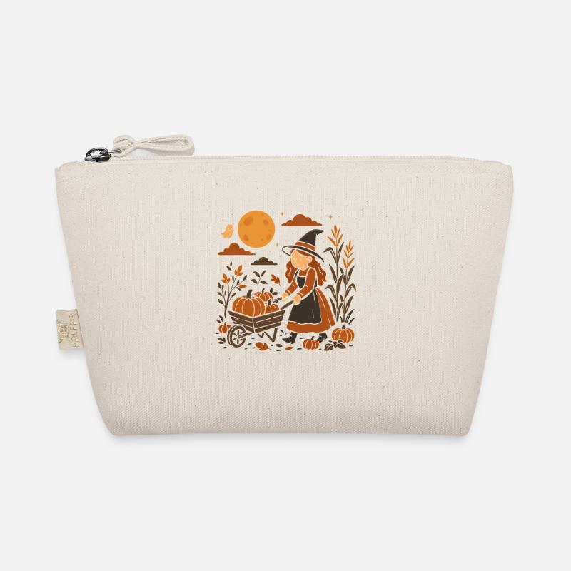 Autumn Witch with Pumpkin Cart Organic Pouch