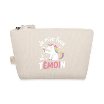 Je m’en fous je suis la témoin humour EVJF licorne - Trousse biologique - nature - Devant