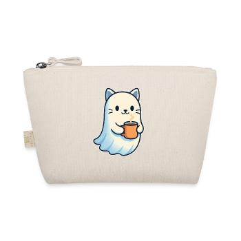 Coffee Ghost Cat with Mug - Organic Pouch - nature - Front