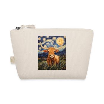 Longhorn Kuh Kühe Stier Van Gogh Starry Night - Bio-Täschchen - Natur - Vorne