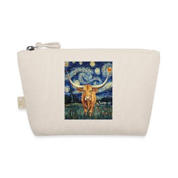 Longhorn Kuh Kühe Stier Van Gogh Starry Night - Bio-Täschchen - Natur - Vorne