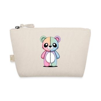 Kawaii Pastel Goth Patched Bear - Organic Pouch - nature - Front