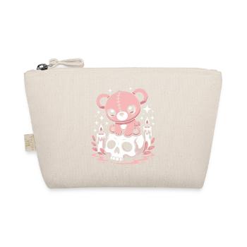 Kawaii Pastel Goth Patched Bear - Organic Pouch - nature - Front