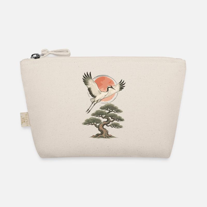 Flying Crane Over Pine Tree Organic Pouch