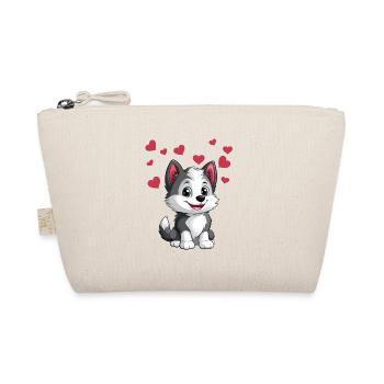 Cute husky with hearts - Organic Pouch - nature - Front