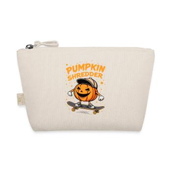 Cool pumpkin shredder on the skateboard - Organic Pouch - nature - Front