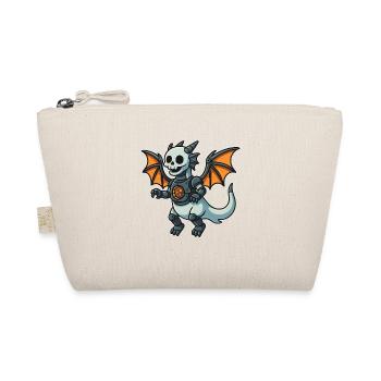 Robot dragon with bone helmet and wings - Organic Pouch - nature - Front