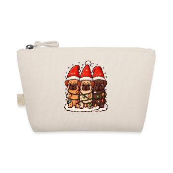 Christmas Pug Dogs with Santa Hat Pugs - Organic Pouch - nature - Front