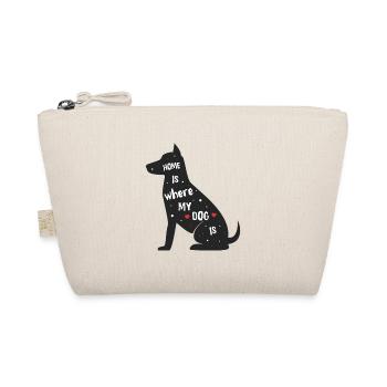Home is where my dog is – polka dot design - Organic Pouch - nature - Front
