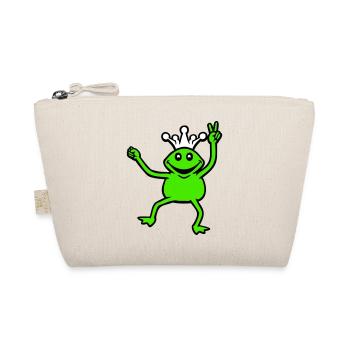 Frog Crown King Fairy Tale Prince Princess Peace - Organic Pouch - nature - Front