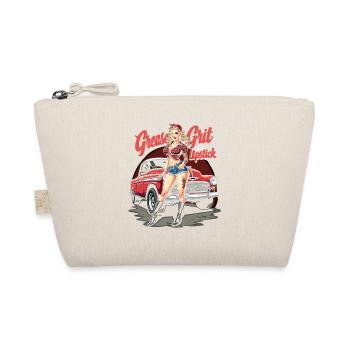 Tuned for Trouble – Retro Auto Girl Design - Organic Pouch - nature - Front