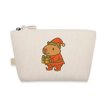 ✨ Christmas gnome Capybara with gift 🎁 - Organic Pouch - nature - Front
