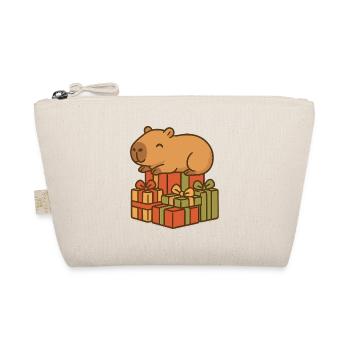 ✨ Capybara endormi sur les cadeaux de Noël - Trousse biologique - nature - Devant