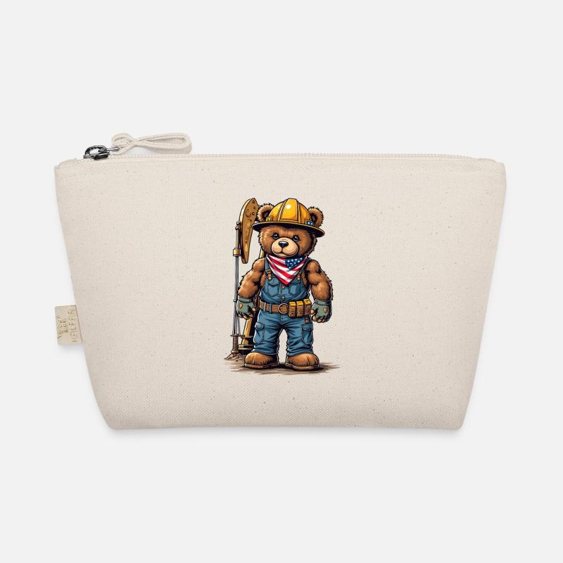 Construction worker bear with tool belt Organic Pouch